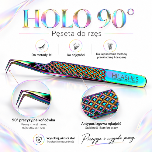 Końcówka 90 stopni pęsety do kępkowania rzęs Holo 90
