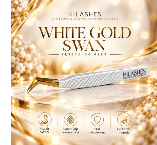 Pęseta do rzęs WHITE GOLD SWAN Nano Grip